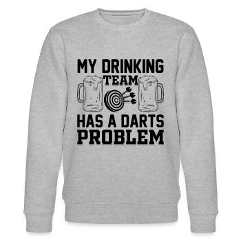 My Drinking Team Has A Darts Problem - Funny Darts - Stanley/Stella Unisex Bio-Sweatshirt CHANGER  - Grau meliert - Vorne - Nik (191cm) & Marisol (170cm)