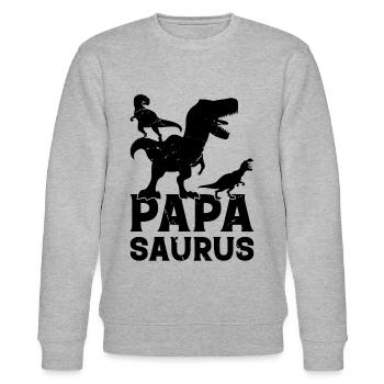 Papa Saurus Papa Dino With Two Kids - Papasaurus - Stanley/Stella CHANGER Unisex Organic Sweatshirt - heather grey - Front - Nik (191cm) & Marisol (170cm)