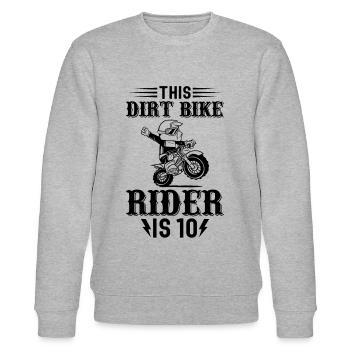 Motocross Dirtbike - Ce pilote de dirt bike est 10 Bi - Sweat bio CHANGER Stanley/Stella Unisexe - gris chiné - Devant - Nik (191cm) & Marisol (170cm)