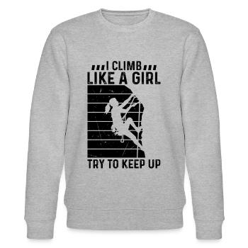 Je grimpe comme une fille essaie de garder le rocher de bloc - Sweat bio CHANGER Stanley/Stella Unisexe - gris chiné - Devant - Nik (191cm) & Marisol (170cm)