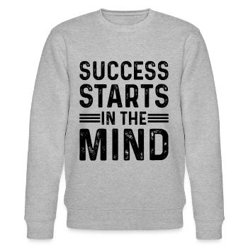 Success Starts In The Mind - Entrepreneur Motivati - Stanley/Stella Unisex Bio-Sweatshirt CHANGER  - Grau meliert - Vorne - Nik (191cm) & Marisol (170cm)