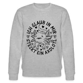 Axolotl Lover - Je pense qu’il y a beaucoup d’axo en moi - Sweat bio CHANGER Stanley/Stella Unisexe - gris chiné - Devant - Nik (191cm) & Marisol (170cm)
