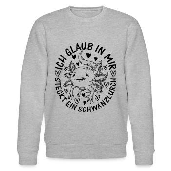 Axolotl Lover - Je pense qu’il y a un cygne en moi - Sweat bio CHANGER Stanley/Stella Unisexe - gris chiné - Devant - Nik (191cm) & Marisol (170cm)