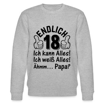 Endlich 18 Ich Kann Alles - 18. Geburtstag 18 Jahr - Stanley/Stella Unisex Bio-Sweatshirt CHANGER  - Grau meliert - Vorne - Nik (191cm) & Marisol (170cm)