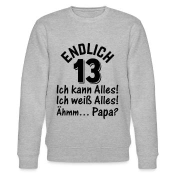 13. Geburtstag 13 Jahre Mädchen I Endlich 13 Ich K - Stanley/Stella Unisex Bio-Sweatshirt CHANGER  - Grau meliert - Vorne - Nik (191cm) & Marisol (170cm)