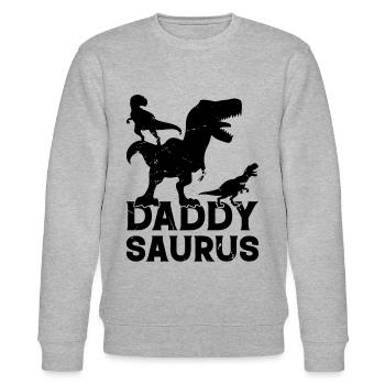 Daddysaurus - Papasaurus Papa Dinosaure Papa Din - Sweat bio CHANGER Stanley/Stella Unisexe - gris chiné - Devant - Nik (191cm) & Marisol (170cm)