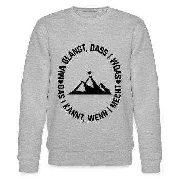 Bavarian Berg Herz Berg Wandern Bayerischer Dialek - Stanley/Stella Unisex Bio-Sweatshirt CHANGER  - Grau meliert - Vorne - Nik (191cm) & Marisol (170cm)