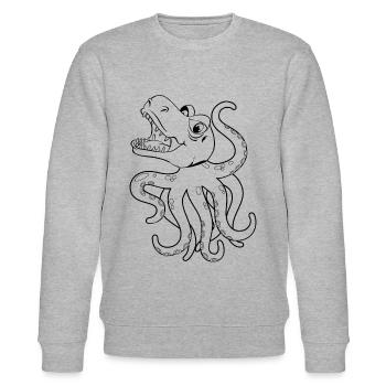 Kraken Octopus Dino Cephalopod - Drôle de pieuvre Din - Sweat bio CHANGER Stanley/Stella Unisexe - gris chiné - Devant - Nik (191cm) & Marisol (170cm)