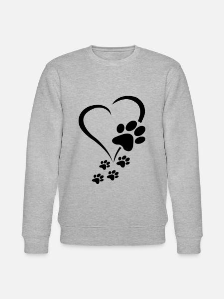 Patte de chien Cœur de bébé chiens - Pattes de chien Cœurs Patte de chien - Sweat bio CHANGER Stanley/Stella Unisexe - gris chiné