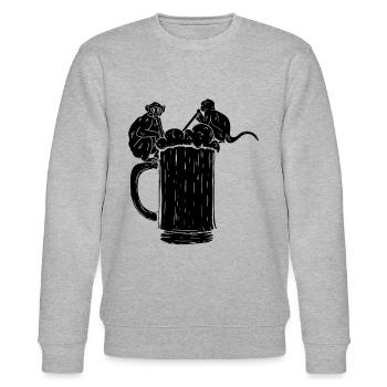 Orangutan Monkeys with Beer - Funny Monkey - Stanley/Stella Unisex Bio-Sweatshirt CHANGER  - Grau meliert - Vorne - Nik (191cm) & Marisol (170cm)
