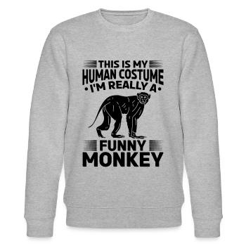 C’est mon costume humain, je suis vraiment un drôle de singe - Sweat bio CHANGER Stanley/Stella Unisexe - gris chiné - Devant - Nik (191cm) & Marisol (170cm)