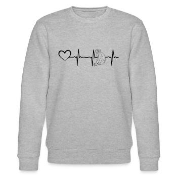 Langures Heartline Heart - Monkey Langures Monkey - Stanley/Stella Unisex Bio-Sweatshirt CHANGER  - Grau meliert - Vorne - Nik (191cm) & Marisol (170cm)