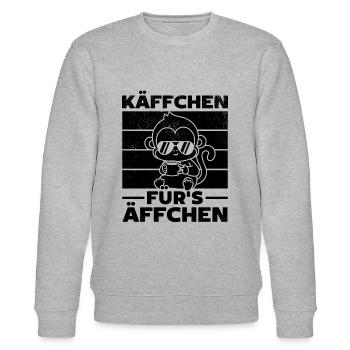 Lustige Affen Orang-Utan Affe - Käffchen für's A - Stanley/Stella Unisex Bio-Sweatshirt CHANGER  - Grau meliert - Vorne - Nik (191cm) & Marisol (170cm)