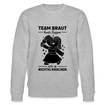 Team Braut Einhorn Polterabend Junggesellinnenabsc - Stanley/Stella Unisex Bio-Sweatshirt CHANGER  - Grau meliert - Vorne - Nik (191cm) & Marisol (170cm)