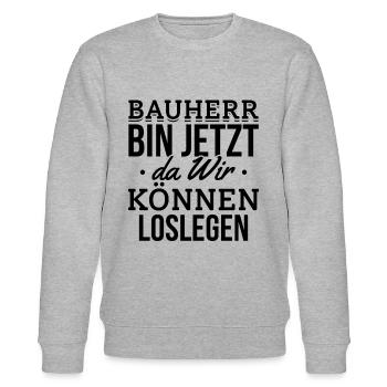 Bauherren Richtfest Häuslebauer Bauherrin - Hausba - Stanley/Stella Unisex Bio-Sweatshirt CHANGER  - Grau meliert - Vorne - Nik (191cm) & Marisol (170cm)