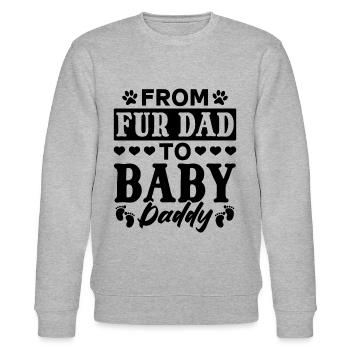 From Fur Dad To Baby Daddy - New Dad Dog Daddy To - Stanley/Stella Unisex Bio-Sweatshirt CHANGER  - Grau meliert - Vorne - Nik (191cm) & Marisol (170cm)