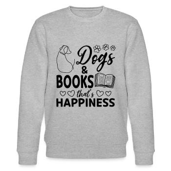 Dogs & Books That's Happiness - Book Reading Books - Stanley/Stella Unisex Bio-Sweatshirt CHANGER  - Grau meliert - Vorne - Nik (191cm) & Marisol (170cm)