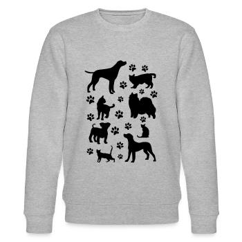 Cute Cats and Dogs - Dog Paws Cat Lover Dog Lover - Stanley/Stella Unisex Bio-Sweatshirt CHANGER  - Grau meliert - Vorne - Nik (191cm) & Marisol (170cm)
