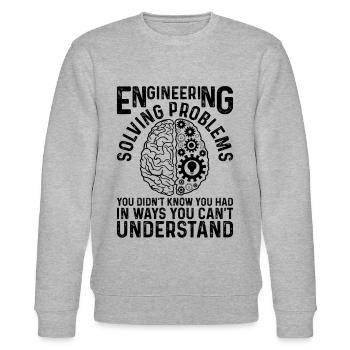 Engineer Engineering Gear Brain Technician Enginee - Stanley/Stella Unisex Bio-Sweatshirt CHANGER  - Grau meliert - Vorne - Nik (191cm) & Marisol (170cm)