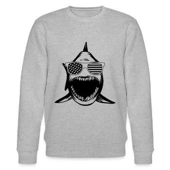 Great White Shark Shark Fish - Sharkfish Funny Sha - Stanley/Stella Unisex Bio-Sweatshirt CHANGER  - Grau meliert - Vorne - Nik (191cm) & Marisol (170cm)