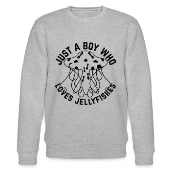 Jellyfish Lover - Just A Boy Who Loves Jellyfishes - Stanley/Stella Unisex Bio-Sweatshirt CHANGER  - Grau meliert - Vorne - Nik (191cm) & Marisol (170cm)