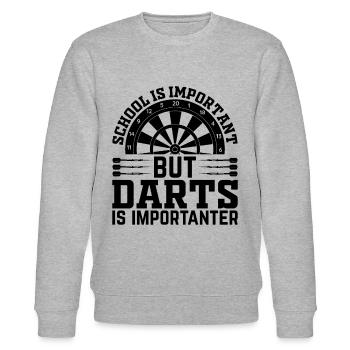 School Is Important But Darts Is Importanter - Pla - Stanley/Stella Unisex Bio-Sweatshirt CHANGER  - Grau meliert - Vorne - Nik (191cm) & Marisol (170cm)