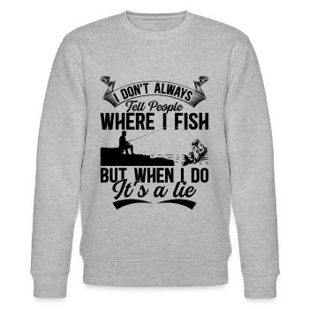Angler Fisherman - I Don't Always Tell People Wher - Stanley/Stella Unisex Bio-Sweatshirt CHANGER  - Grau meliert - Vorne - Nik (191cm) & Marisol (170cm)