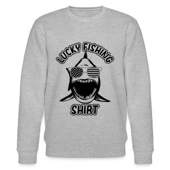 Fisherman Fish Fishing Fish Angler - Lucky Fishing - Stanley/Stella Unisex Bio-Sweatshirt CHANGER  - Grau meliert - Vorne - Nik (191cm) & Marisol (170cm)