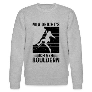 Bouldern Berg Klettern Mir Reicht's ich geh Boulde - Stanley/Stella Unisex Bio-Sweatshirt CHANGER  - Grau meliert - Vorne - Nik (191cm) & Marisol (170cm)