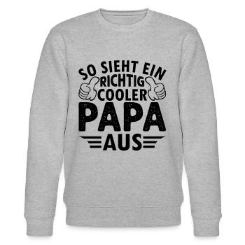 So Sieht Ein Richtig Cooler Papa Aus - Cooler Papa - Stanley/Stella Unisex Bio-Sweatshirt CHANGER  - Grau meliert - Vorne - Nik (191cm) & Marisol (170cm)