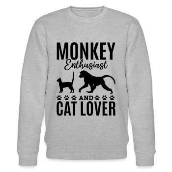 Monkey Enthusiast And Cat Lover - Orangutan Monkey - Stanley/Stella Unisex Bio-Sweatshirt CHANGER  - Grau meliert - Vorne - Nik (191cm) & Marisol (170cm)