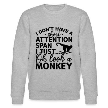 Funny Monkey Lover - Funny Orangutan Monkey - Stanley/Stella Unisex Bio-Sweatshirt CHANGER  - Grau meliert - Vorne - Nik (191cm) & Marisol (170cm)