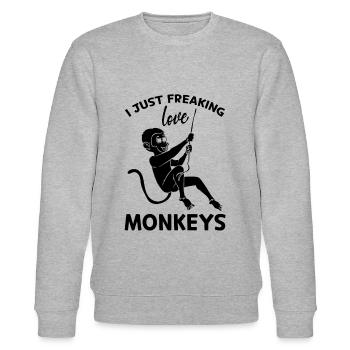 Orangutan Monkey - I Just freaking love Monkeys - Stanley/Stella CHANGER Unisex Organic Sweatshirt - heather grey - Front - Nik (191cm) & Marisol (170cm)