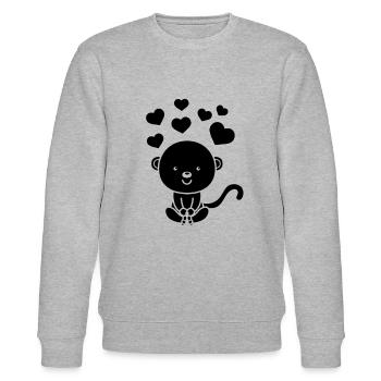 Cute Monkey Hearts Monkey With Hearts Monkey - Stanley/Stella CHANGER Unisex Organic Sweatshirt - heather grey - Front - Nik (191cm) & Marisol (170cm)