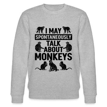 Monkey - I may spontaneously talk about Monkeys - Stanley/Stella Unisex Bio-Sweatshirt CHANGER  - Grau meliert - Vorne - Nik (191cm) & Marisol (170cm)