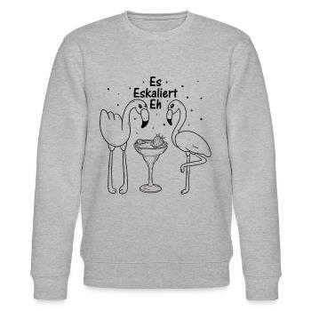Es Eskaliert Eh Flamingo Après-Ski Party Vogel Fla - Stanley/Stella Unisex Bio-Sweatshirt CHANGER  - Grau meliert - Vorne - Nik (191cm) & Marisol (170cm)