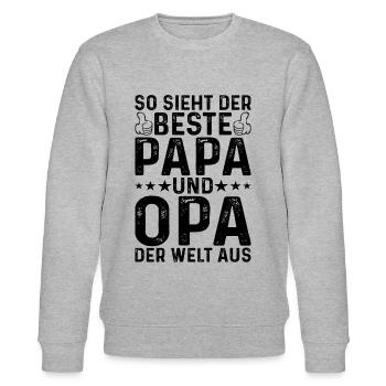 So Sieht Der Beste Papa Und Opa Der Welt Aus - Opa - Stanley/Stella Unisex Bio-Sweatshirt CHANGER  - Grau meliert - Vorne - Nik (191cm) & Marisol (170cm)
