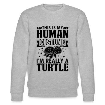 Cute Turtle - This Is My Human Costume I'm Really - Stanley/Stella CHANGER Unisex Organic Sweatshirt - heather grey - Front - Nik (191cm) & Marisol (170cm)