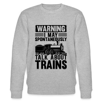 Warning I May Spontaneously Talk About Trains - Stanley/Stella Unisex Bio-Sweatshirt CHANGER  - Grau meliert - Vorne - Nik (191cm) & Marisol (170cm)