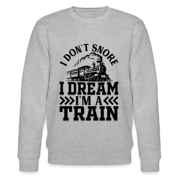 Locomotive Railway Train - I Don't Snore I Dream I - Stanley/Stella Unisex Bio-Sweatshirt CHANGER  - Grau meliert - Vorne - Nik (191cm) & Marisol (170cm)