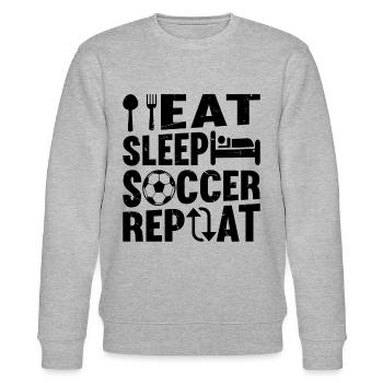 Eat Sleep Soccer Repeat - Soccer Player - Stanley/Stella CHANGER Unisex Organic Sweatshirt - heather grey - Front - Nik (191cm) & Marisol (170cm)