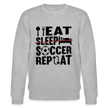Eat Sleep Soccer Repeat - Funny Soccer Player - Stanley/Stella CHANGER Unisex Organic Sweatshirt - heather grey - Front - Nik (191cm) & Marisol (170cm)