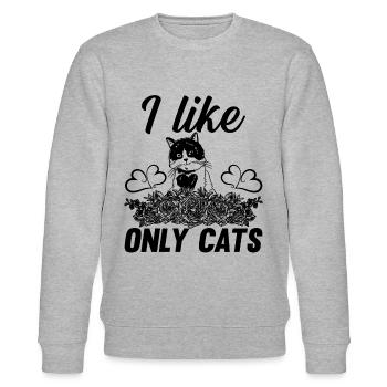 Cat with Flowers Cat Lover Cat Owner - I Like Only - Stanley/Stella CHANGER Unisex Organic Sweatshirt - heather grey - Front - Nik (191cm) & Marisol (170cm)