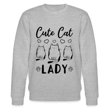 Cat Lover Cat Owner Cute Cat Girl - Cute Cat Lady - Stanley/Stella Unisex Bio-Sweatshirt CHANGER  - Grau meliert - Vorne - Nik (191cm) & Marisol (170cm)