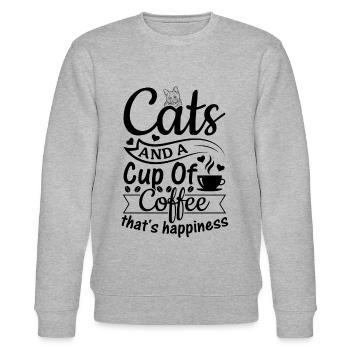 Cats And A Cup Of Coffee That's Happiness - Cat Lo - Stanley/Stella Unisex Bio-Sweatshirt CHANGER  - Grau meliert - Vorne - Nik (191cm) & Marisol (170cm)