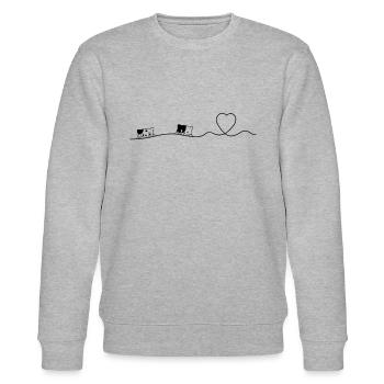 Cat Heartbeat Cat Lover Cat Owner - Cute Cat Heart - Stanley/Stella Unisex Bio-Sweatshirt CHANGER  - Grau meliert - Vorne - Nik (191cm) & Marisol (170cm)