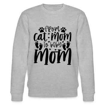 From Cat Mom To Baby Mom Pregnancy Announcement - Stanley/Stella Unisex Bio-Sweatshirt CHANGER  - Grau meliert - Vorne - Nik (191cm) & Marisol (170cm)