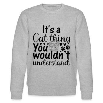 It's A Cat Thing You Wouldn’t Understand - Cat Paw - Stanley/Stella Unisex Bio-Sweatshirt CHANGER  - Grau meliert - Vorne - Nik (191cm) & Marisol (170cm)
