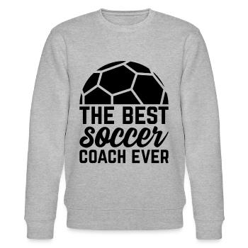 Soccer Trainer - The Best Soccer Coach Ever - Stanley/Stella Unisex Bio-Sweatshirt CHANGER  - Grau meliert - Vorne - Nik (191cm) & Marisol (170cm)