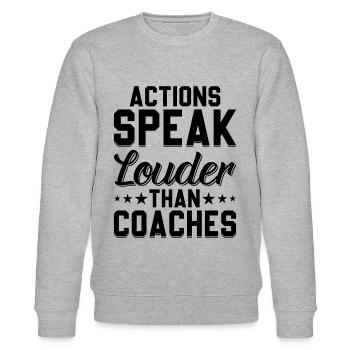 Les actions sont plus éloquentes que les entraîneurs - Soccer Trainer - Sweat bio CHANGER Stanley/Stella Unisexe - gris chiné - Devant - Nik (191cm) & Marisol (170cm)